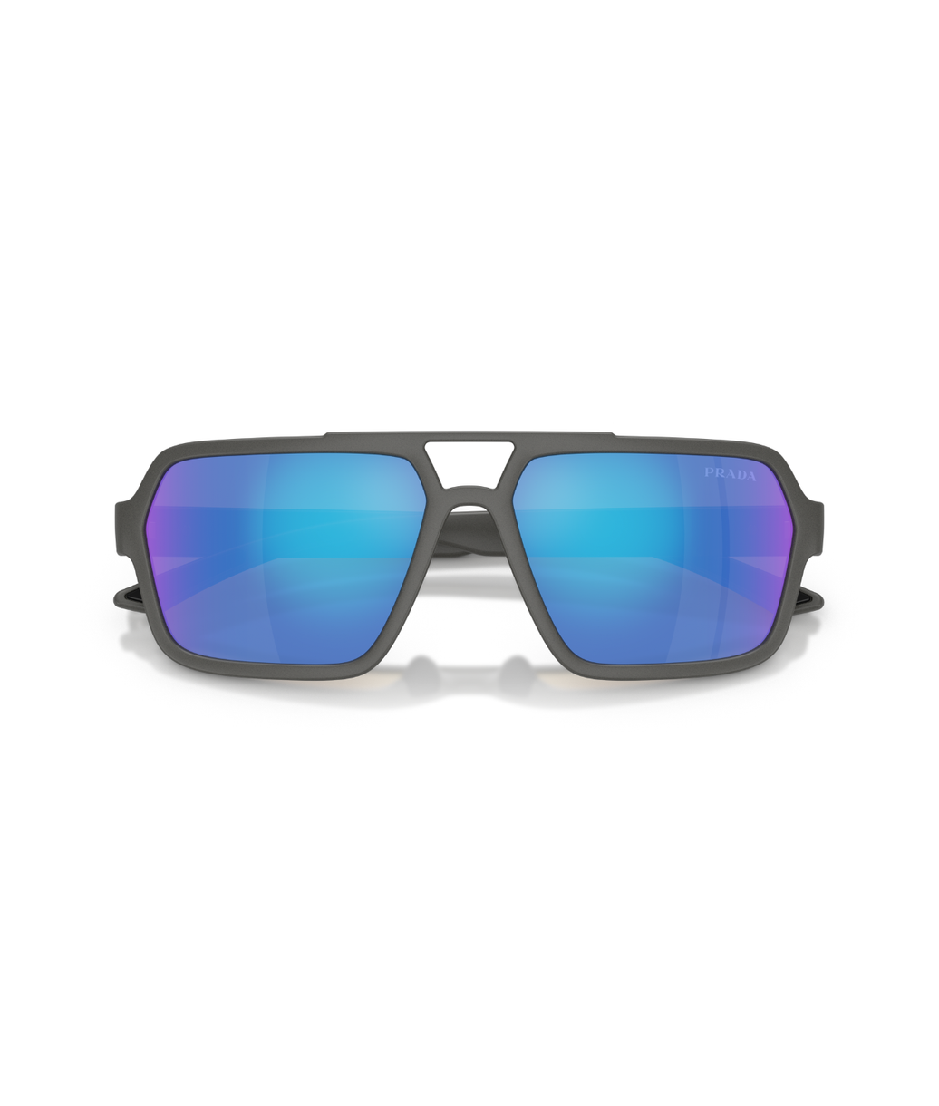 Grey silver-Light green mirror blue