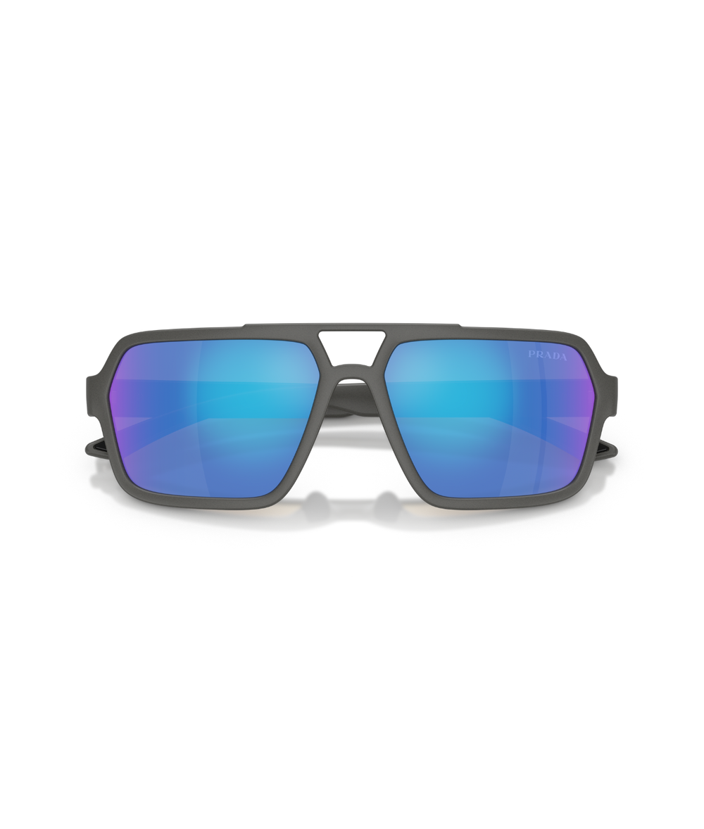 Grey silver-Light green mirror blue