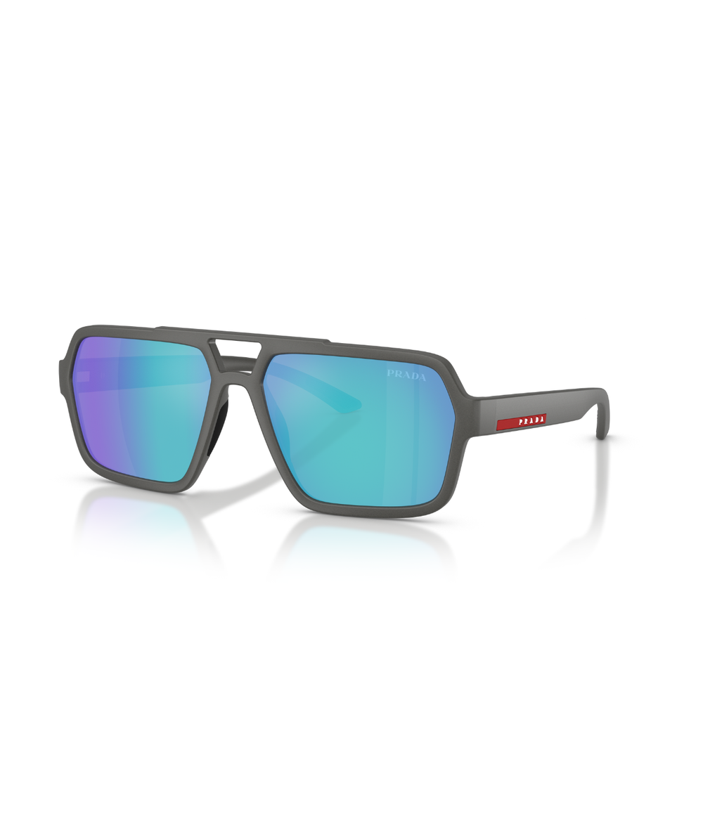 Grey silver-Light green mirror blue