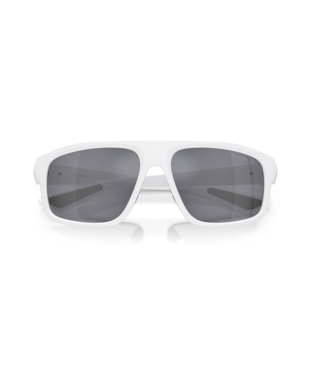 Matte white-Light blue mirror silver